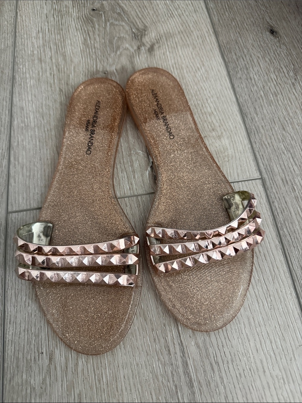 Rose Gold Studded Slide Sandals